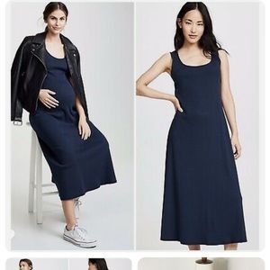 Hatch ribbed navy tank maxi maternity dress euc